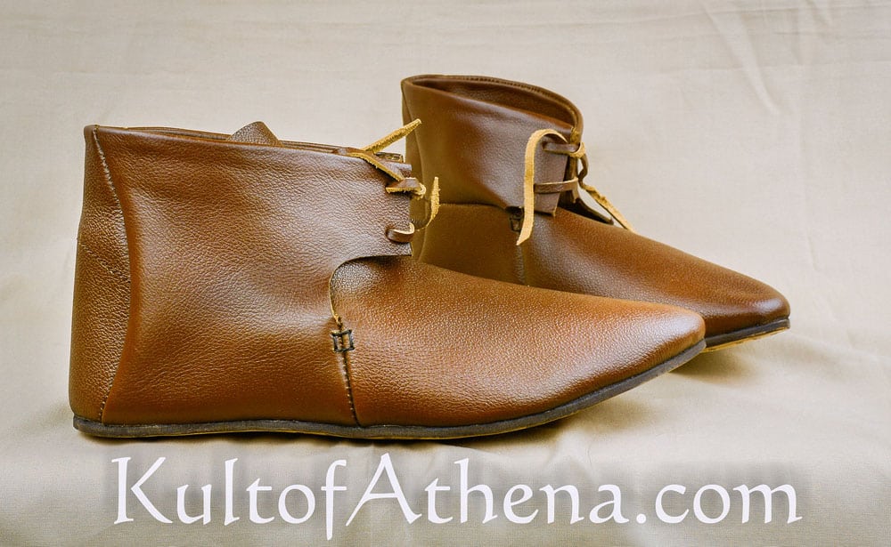 Medieval Leather Tie Shoes - Brown