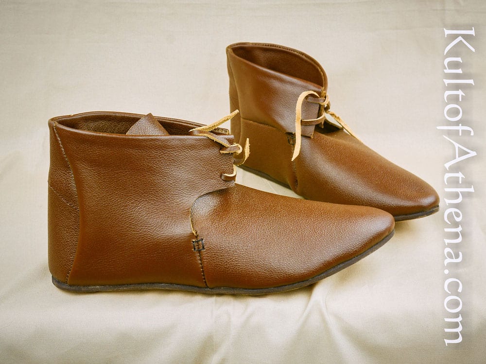 Medieval Leather Tie Shoes - Brown