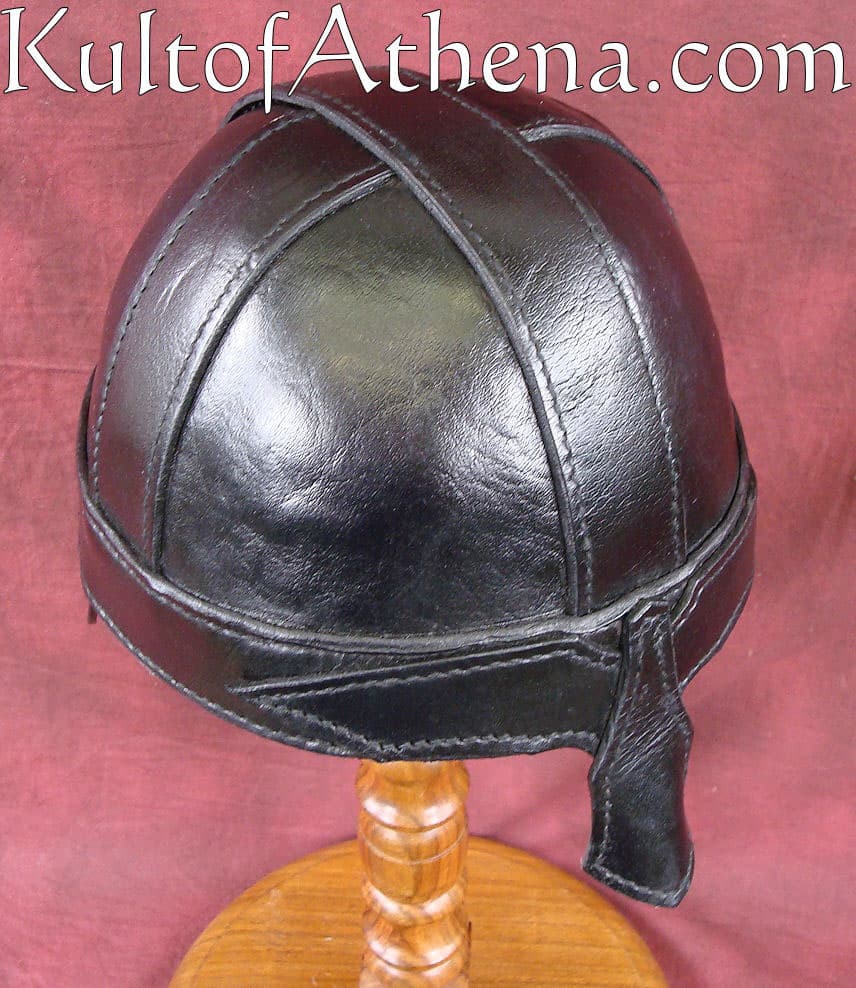 Warriors Leather Helmet - Black