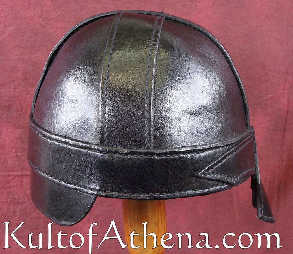 Warriors Leather Helmet - Black