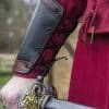 Warriors Leather Arm Bracers - Black with Red