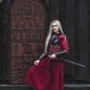 Warriors Leather Arm Bracers - Black with Red