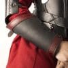 Warriors Leather Arm Bracers - Black with Red