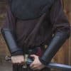 Warriors Leather Arm Bracers Set - Black with Black