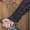 Warriors Leather Arm Bracers Set - Black with Black