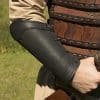 Warriors Leather Arm Bracers Set - Black with Black