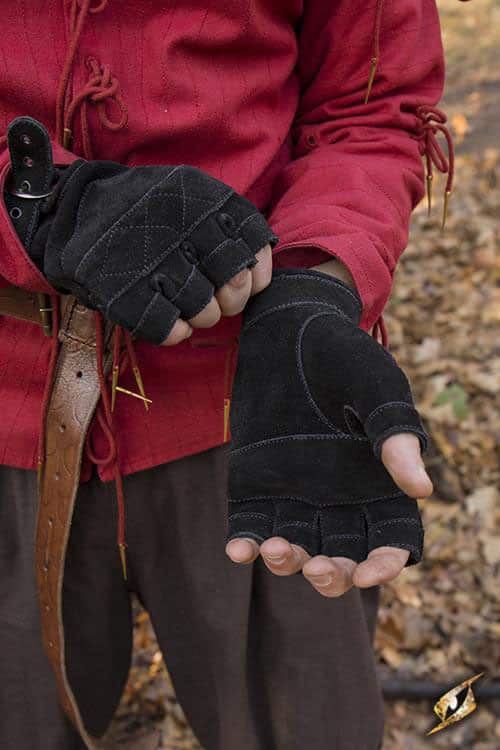 Celtic Gloves - Suede Black Leather