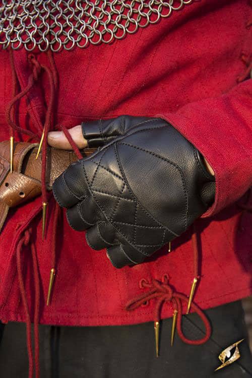 Celtic Gloves - Black Leather
