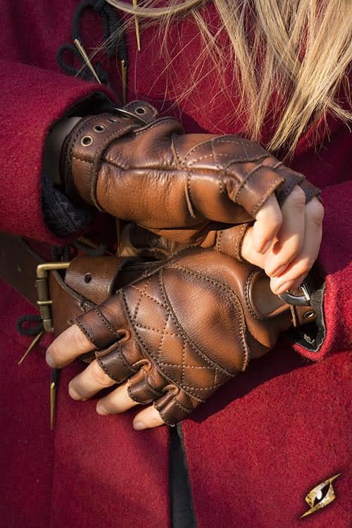 Celtic Leather Gloves - Brown