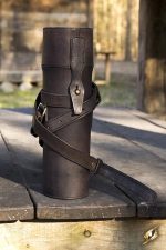 Leather Thermos Holder with Thermos - Black