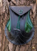 Elven Leather Pouch - Black and Green