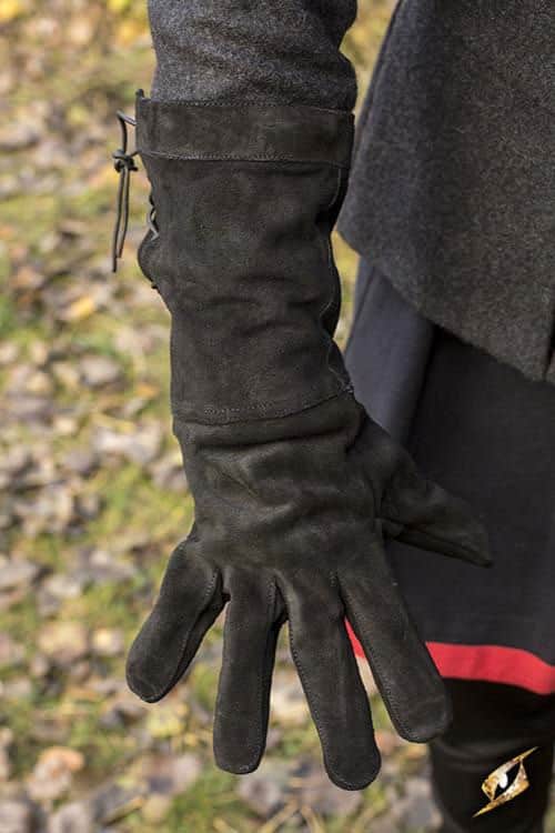 Suede Leather Gloves - Black