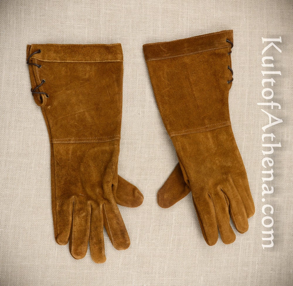 Suede Leather Gloves - Brown