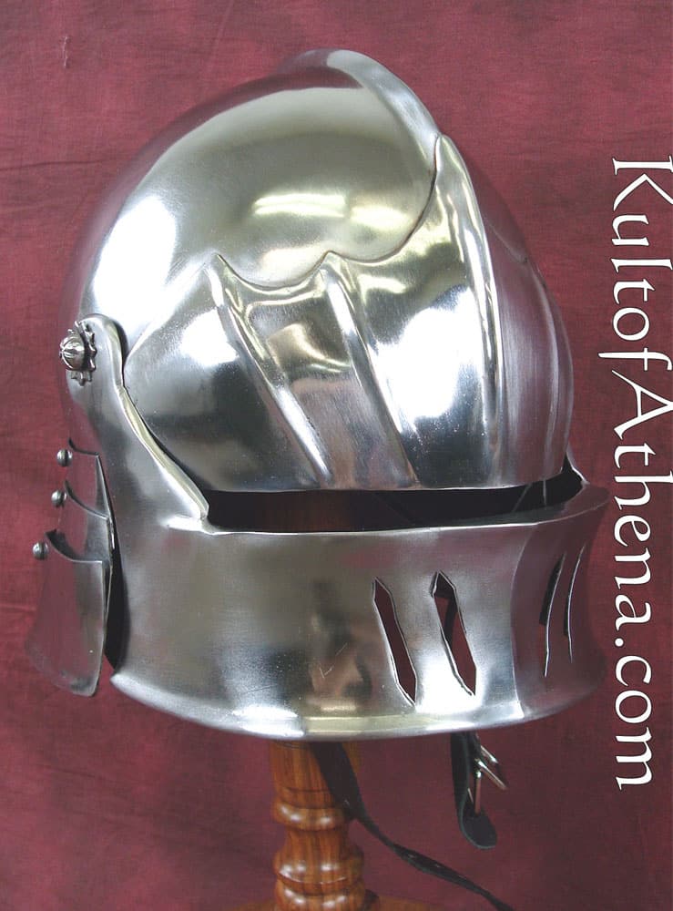 Gothic Helmet 18 Gage Steel German Sallet Helmet With Gorget Neck Guard 
