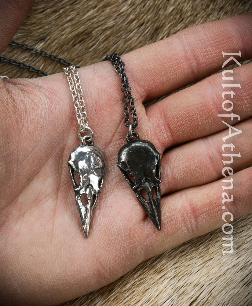 Huginn and Muninn - Pair of Raven Skull Pendants
