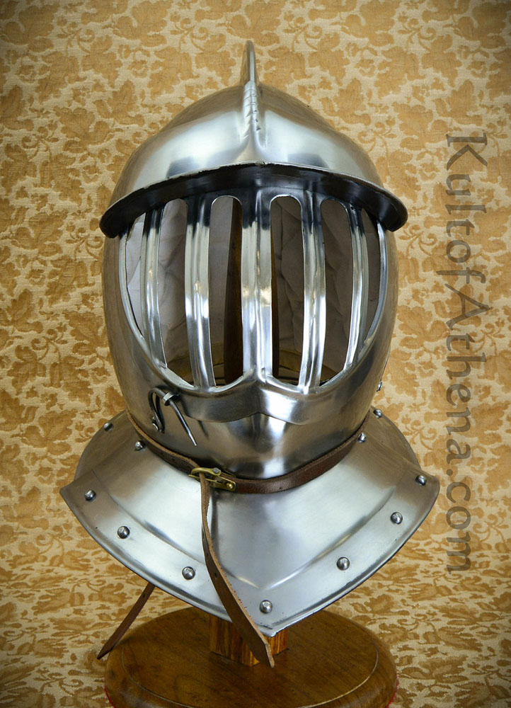 Battle-Merchant – Elmo Burgonet Chiuso Con Visiera, XVII Secolo – Acciaio 1,6 Mm Per Circonferenza Testa Fino A 63 Cm