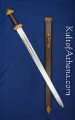 Bronze Hilt Viking Sword with Leather Wrapped Grip