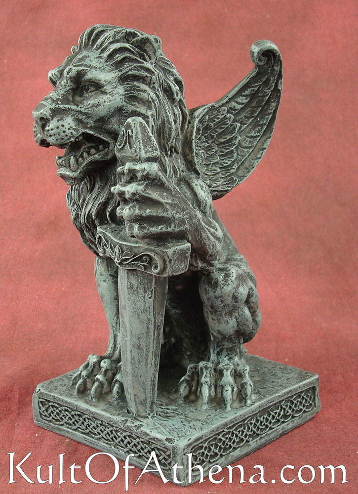 Winged Lion with Sword Statue