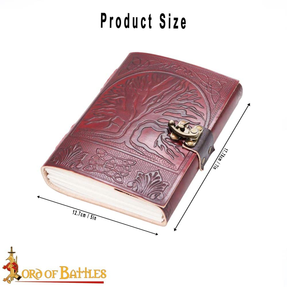 Leather-Bound Medieval Tree of Life Journal with Lock