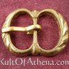 Small Two Ring Small Brass Buckle with Slashed Design