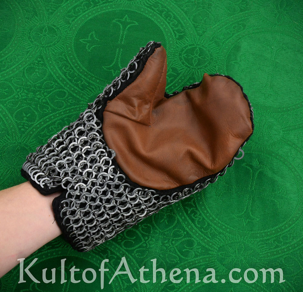 Padded Chainmail Mitten Gauntlets - Alternating Dome Riveted Mild Steel Flat Rings