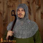 Lord of Battles - Aluminum Chainmail Coif - Dome Riveted Round Rings and Alternating Flat Rings