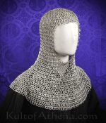 DANA Aluminum Chainmail Coif - Dome Riveted Round Rings and Alternating Flat Rings