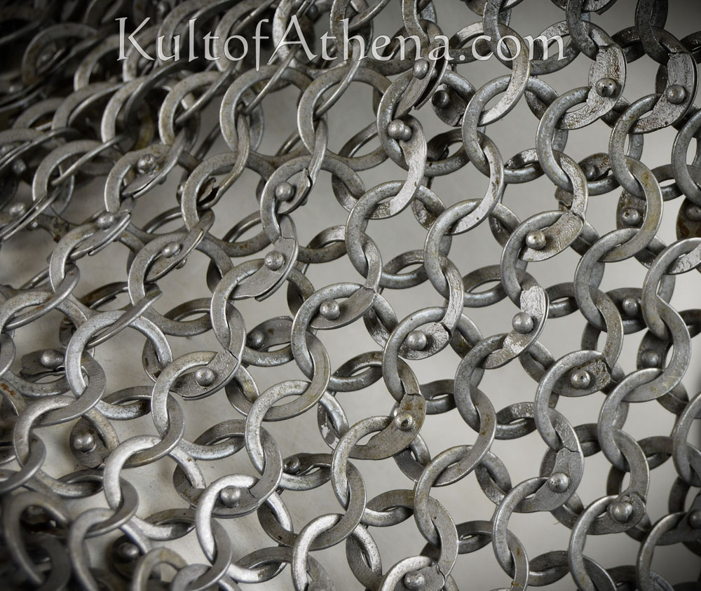 DANM Chainmail Coif - Alternating Dome Riveted Construction - Mild Steel Flat Rings