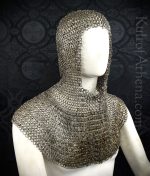 DANM Chainmail Coif - Alternating Dome Riveted Construction - Mild Steel Flat Rings
