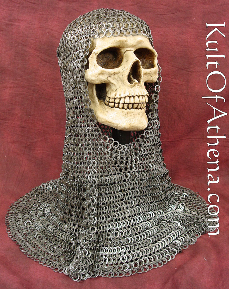 Mail Coif - Flat Ring Riveted - Solid Flat Rings - Mild Steel - Lord of Battles