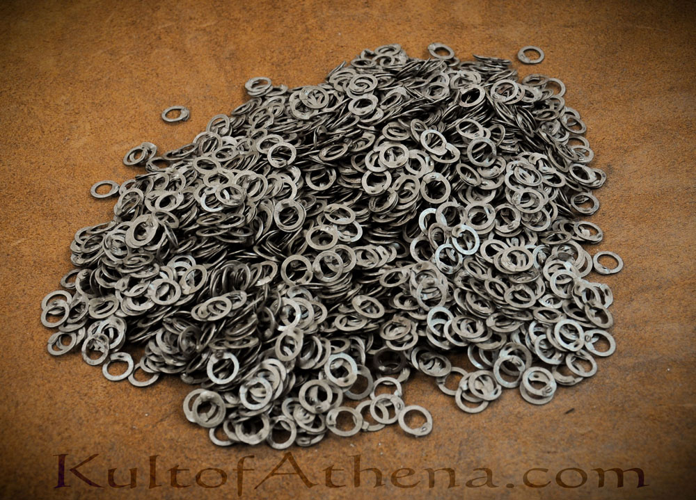 1 kg Loose Chainmail Rings - Mild Steel Flat Rings with Rivets 17 Gauge / 9 mm - Wedge Riveted - Lord of Battles
