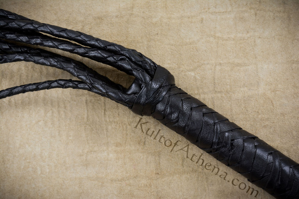 thumbnail image 2 of Cat O Nine Tails Whip With Metal Spikes Genuine Leather Cat O Nine Tails Whip   23cm Handle/59cm Tail (Red & Black) Cat Whip 2 of 14