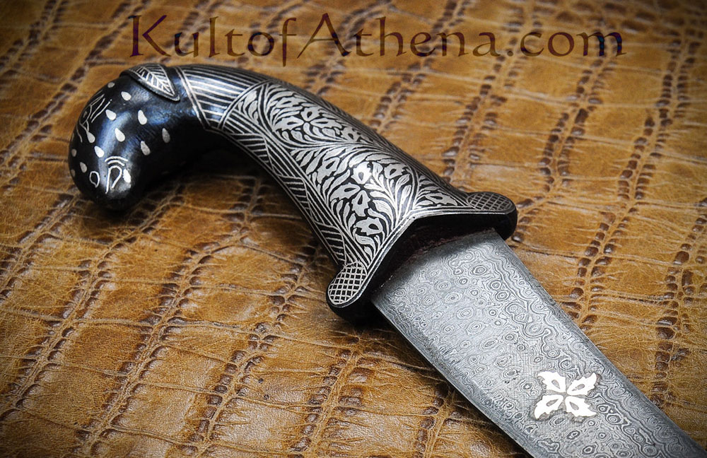 Damascus and Koftgari Inlay Indian Dagger
