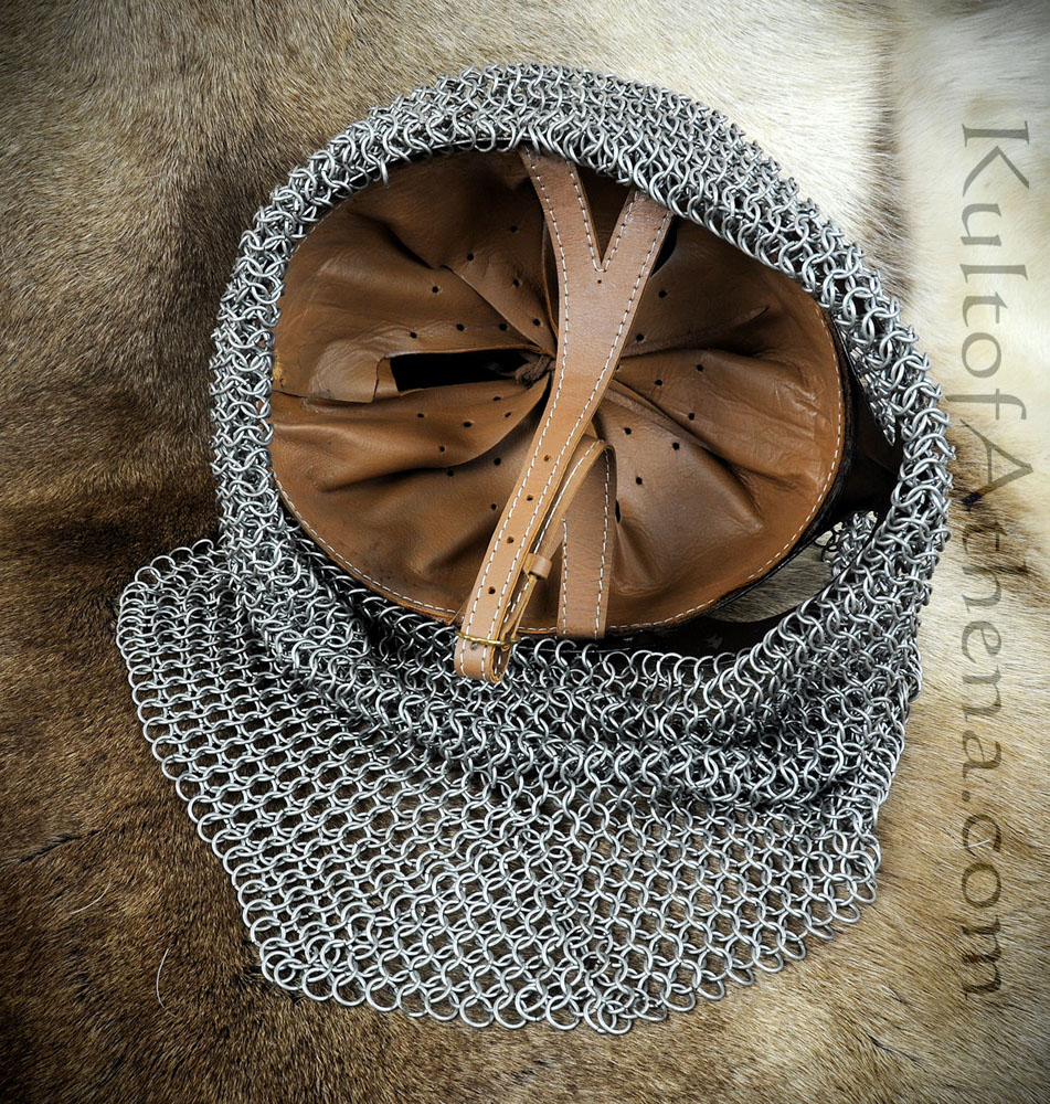 Viking Ocular Helm with Chainmail Camail - 16 Gauge Steel