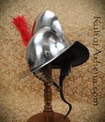 Combed Morion Helm with Red Plume - 16 Gauge Steel