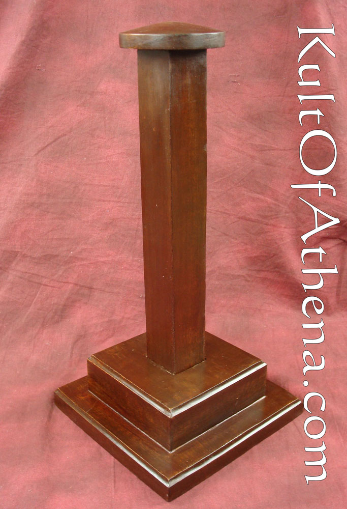 Wooden Square Base Helmet Stand - Lord of Battles