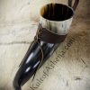 Large Drinking Horn with Leather Belt Frog