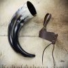 Large Drinking Horn with Leather Belt Frog