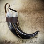 Large Drinking Horn with Leather Belt Frog