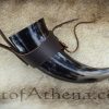 Medium Drinking Horn with Dark Brown Leather Belt Frog