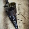 Medium Drinking Horn with Dark Brown Leather Belt Frog