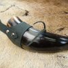 Small Drinking Horn with Leather Belt Frog