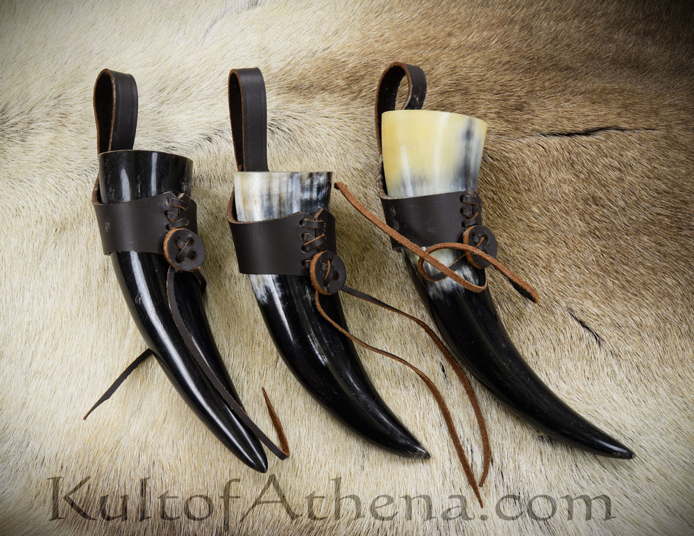 Small Drinking Horn with Leather Belt Frog