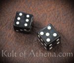 Pair of carved Horn Dice with inlaid pips