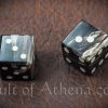 Pair of carved Horn Dice with inlaid pips