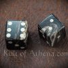 Pair of carved Horn Dice with inlaid pips