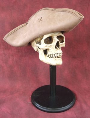 Leather Tricorne Hat - Natural Brown - Large