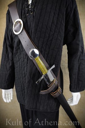 Leather Twin-Buckle Baldric - Brown - Right Handed