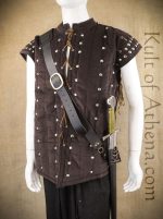 Leather Baldric with Laced Frog - Black