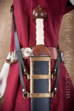 Leather Roman Sword Baldric - Black - For Wearing on Left Hip